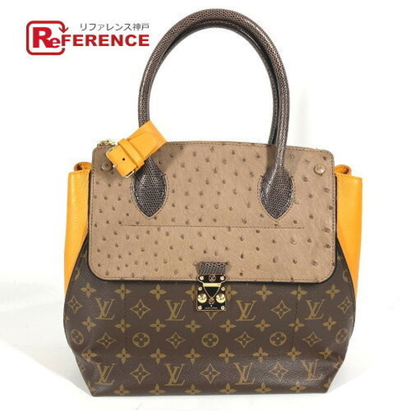 Louis Vuitton Monogram Exotic Tote bag Canvas Ostrich Ocher Yellow - Picture 1 of 9